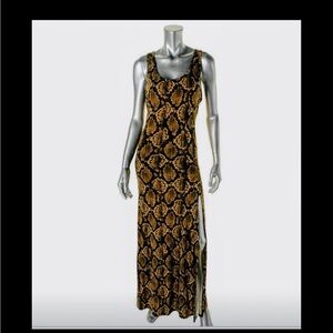 NWT $160 MICHAEL Michael Kors Taupe Snakeprint Maxi Tank Dress - XS